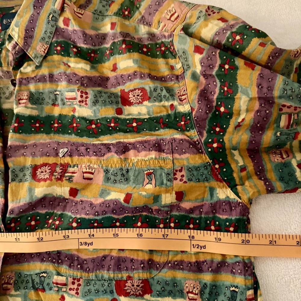 Wacky Vtg Cat Shirt Button Down Artsy Cat Lady Teacher Funky Novelty 90s - Picture 10 of 12